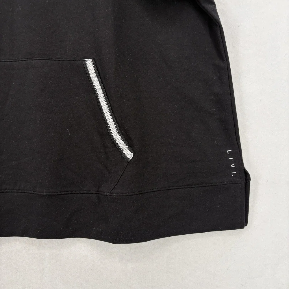 LIVI Lane Bryant Black Short-Sleeve Hooded Sweatshirt with White Trim, like NEW! - Picture 3 of 12